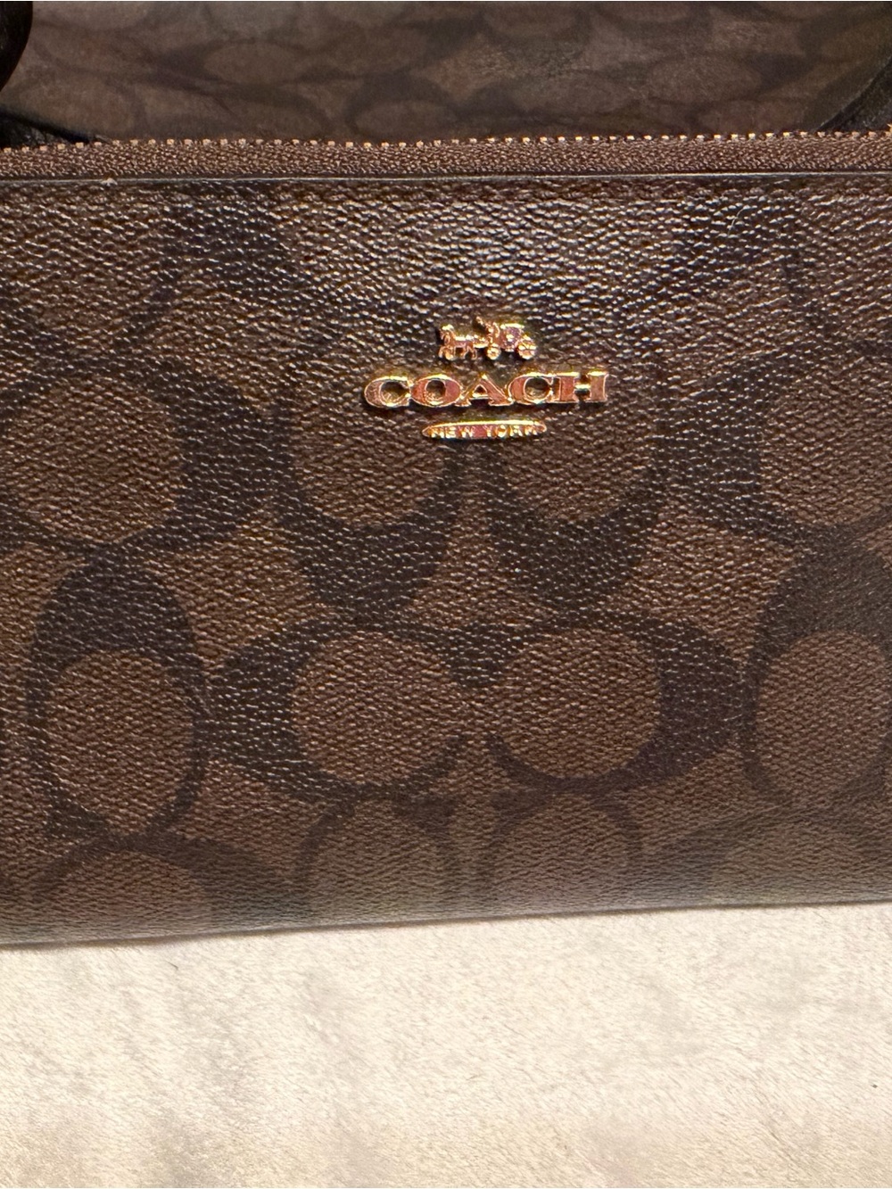 Coach Brown Signature Jacquard Large Phone Wallet
